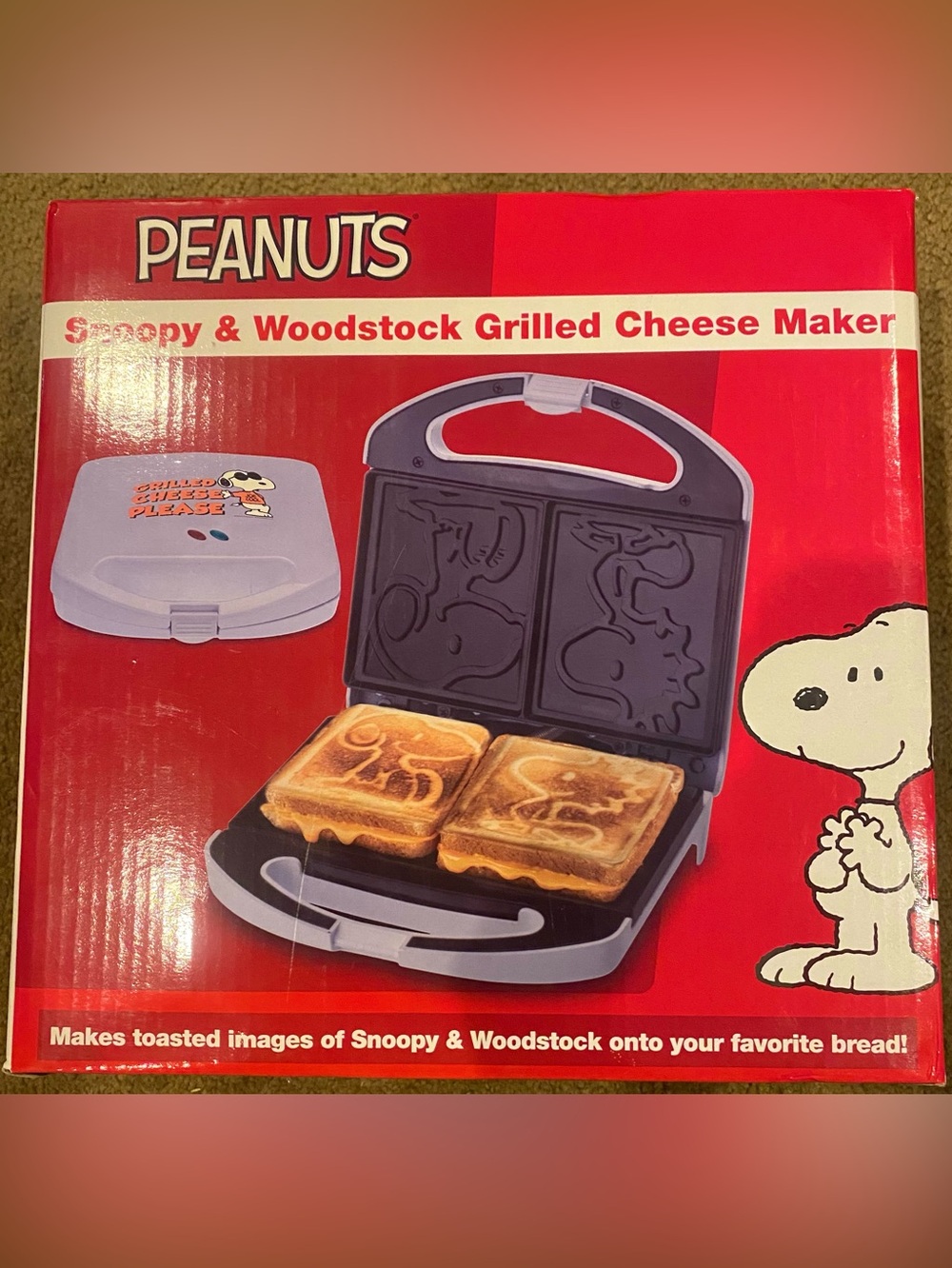 Grilled Cheese Sandwich Maker Peanuts Snoopy Woodstock Smart Planet SGCM-2 NWT